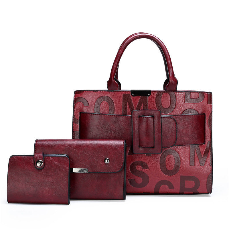 Embossed letters one-shoulder three-piece mother and daughter bag - Bellarte Enchanté Embossed letters one-shoulder three-piece mother and daughter bag